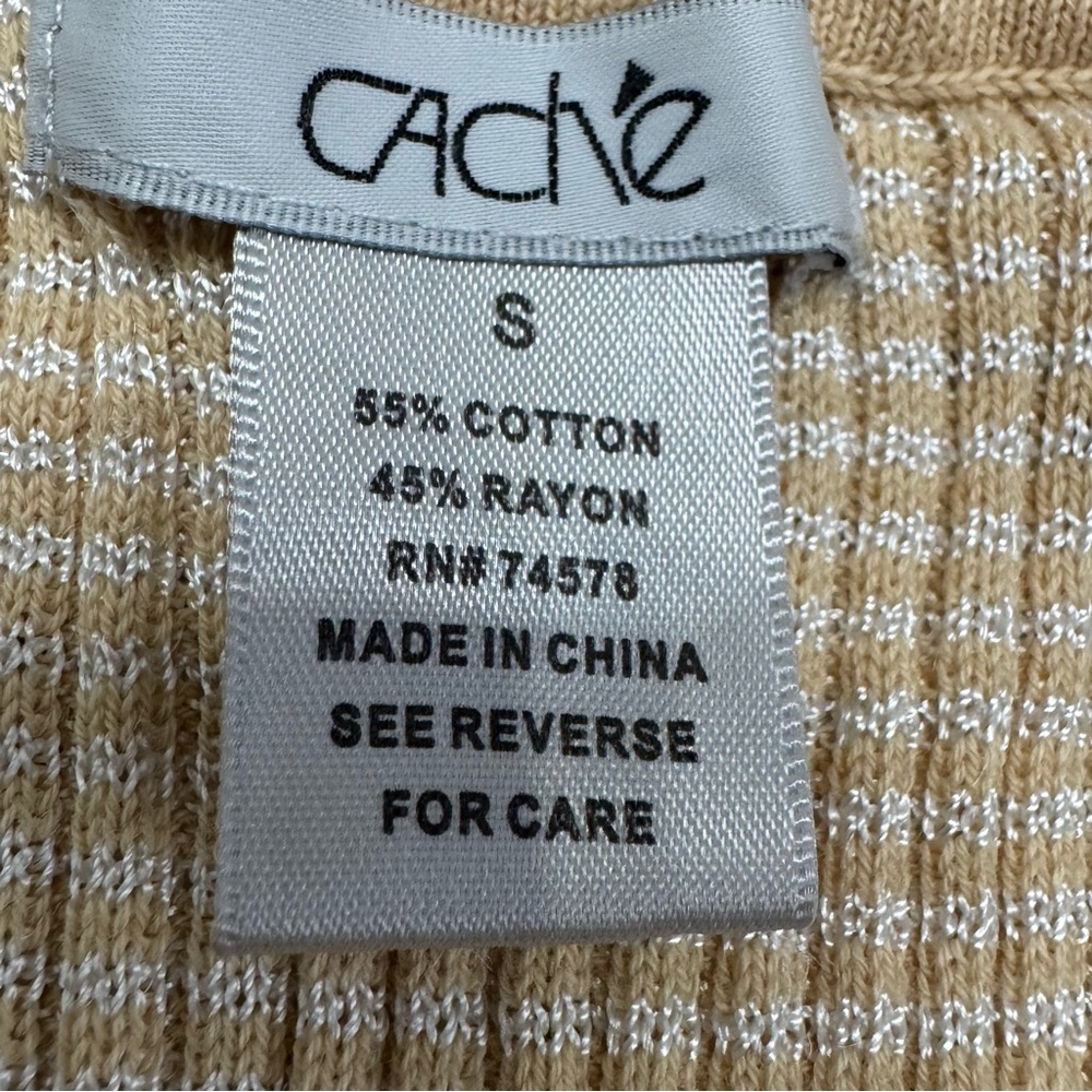Cache Beige Ribbed Knit Top with Ribbon Detail - Picture 8 of 9